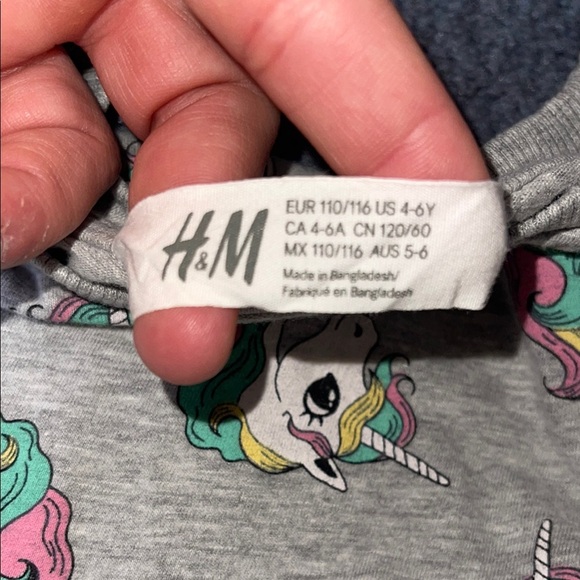 H&M Kids Unicorn Sweatshirt - Gray with Multicolor Accents - Picture 4 of 6